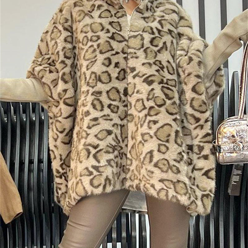 ✨49% DE RÉDUCTION🎄Veste en fausse fourrure à imprimé léopard pour femme