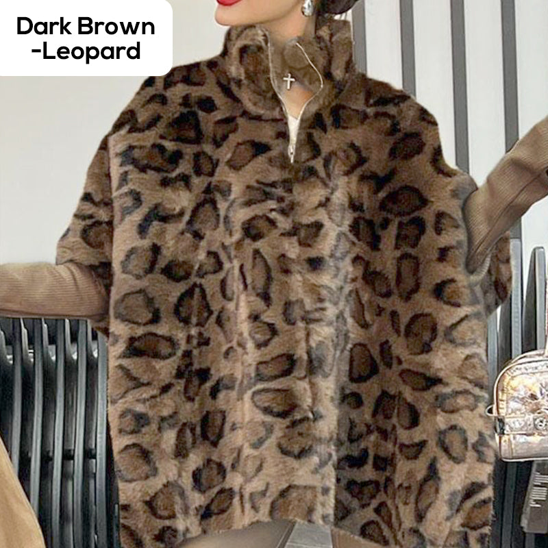 ✨49% DE RÉDUCTION🎄Veste en fausse fourrure à imprimé léopard pour femme