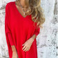 😍Haut long ample en tricot à manches longues et col en V pour femme