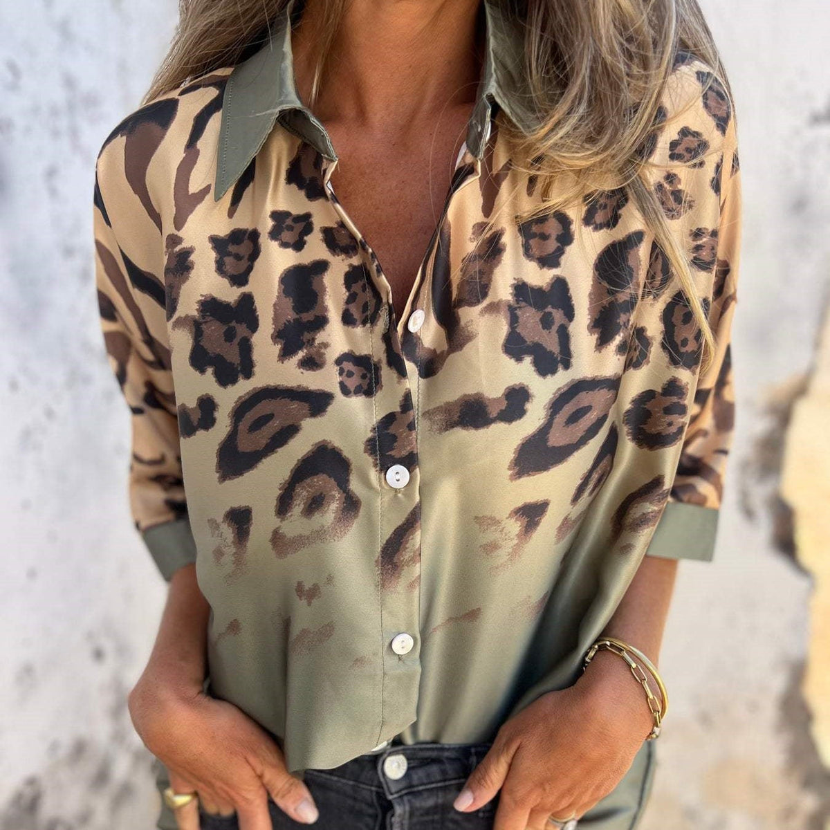 💕Chemise boutonnée à imprimé léopard pour femme