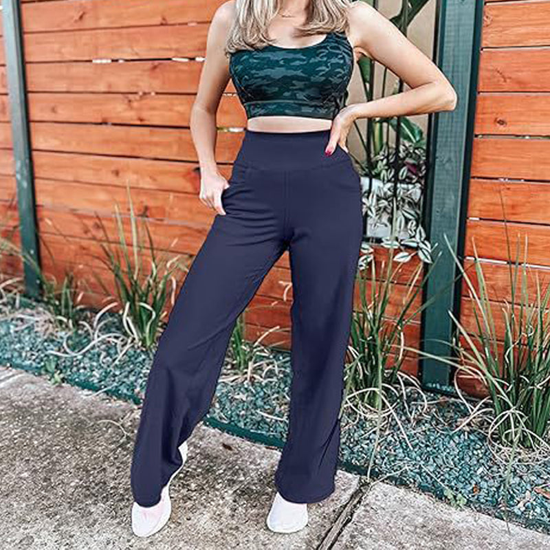 Pantalon large élastique taille haute pour femme - super extensible