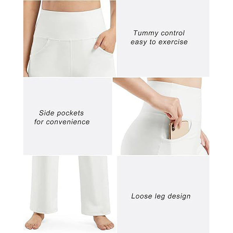 Pantalon large élastique taille haute pour femme - super extensible