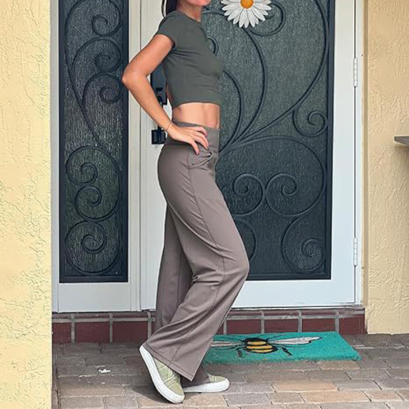 Pantalon large élastique taille haute pour femme - super extensible