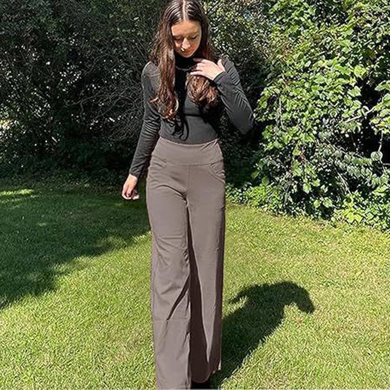 Pantalon large élastique taille haute pour femme - super extensible