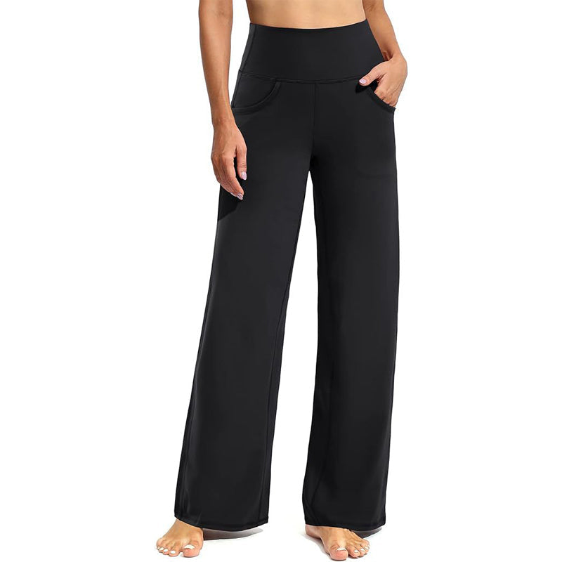 Pantalon large élastique taille haute pour femme - super extensible