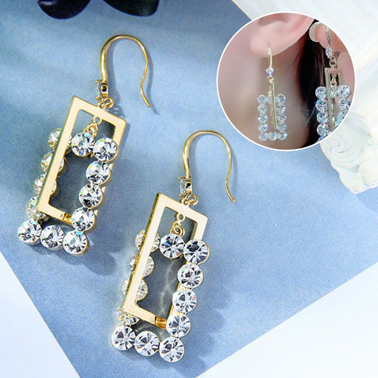 Boucles d'Oreilles Rectangulaires Vintage Brillantes