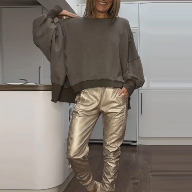 Ensemble 2 pièces pour femmes : Sweat-shirt oversize et pantalon de jogging
