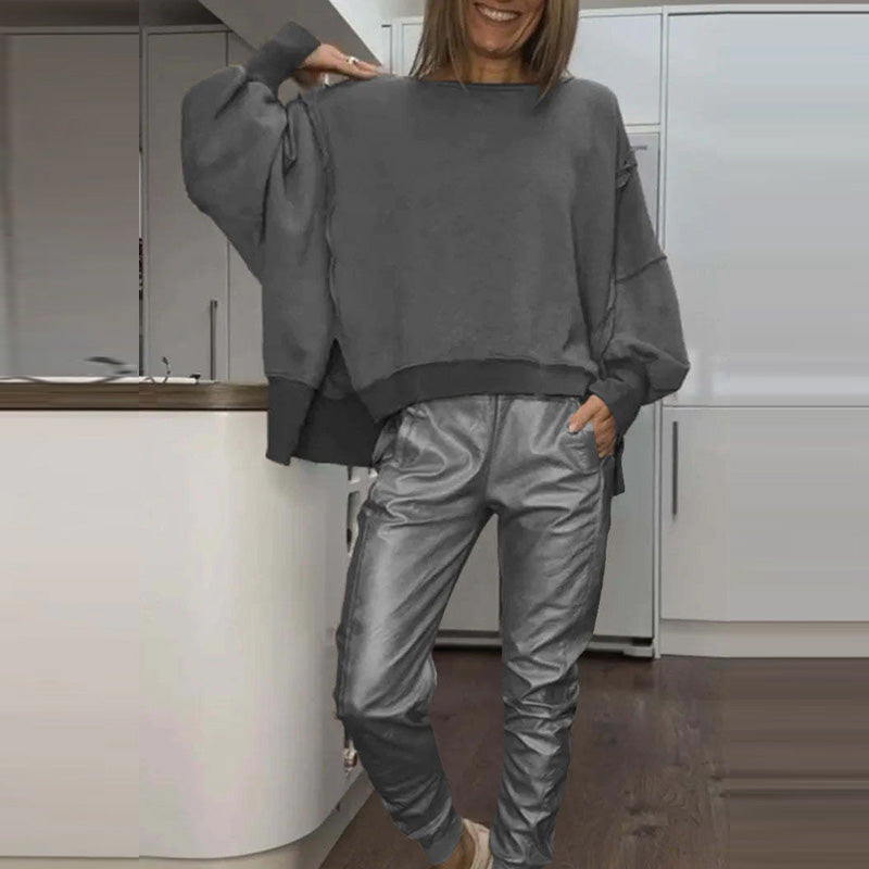 Ensemble 2 pièces pour femmes : Sweat-shirt oversize et pantalon de jogging