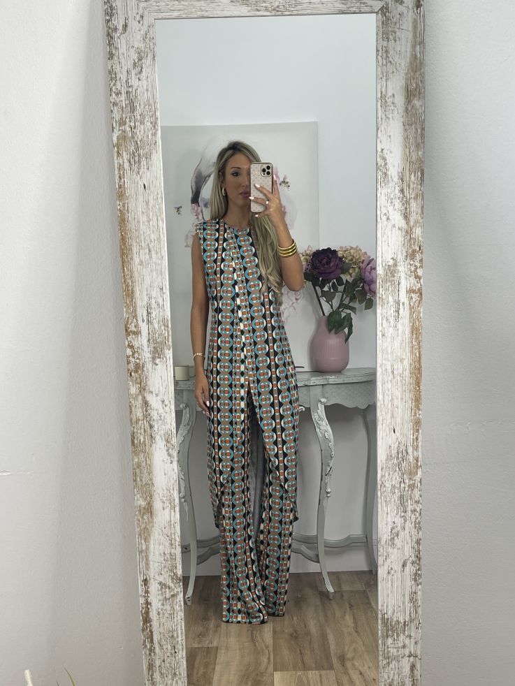 Costume Imprimé Abstrait Confortable Pour Femmes