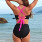 Ensemble de maillots de bain pour femmes, color-block, dos en dentelle croisée