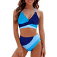 Ensemble de maillots de bain pour femmes, color-block, dos en dentelle croisée