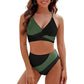 Ensemble de maillots de bain pour femmes, color-block, dos en dentelle croisée