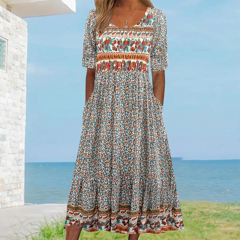 🔥49% OFF🌸✨ Robe élégante à motif bohème pour femme
