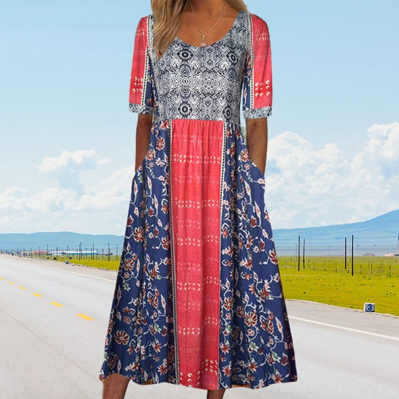 🔥49% OFF🌸✨ Robe élégante à motif bohème pour femme