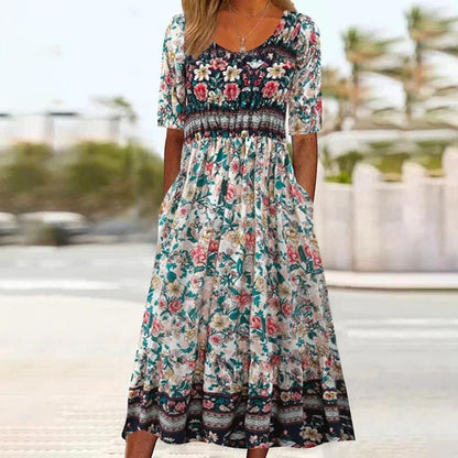 🔥49% OFF🌸✨ Robe élégante à motif bohème pour femme