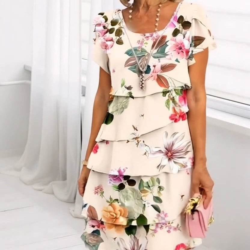 ✨️Nouveau produit✨️Robe en cascade à imprimé floral multi-végétal