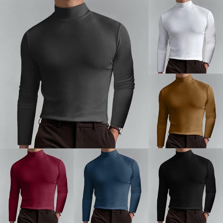 👕42% DE RÉDUCTION ! ✨ T-shirt Homme à Col Montant - Coupe Adjustable et Tissu Respirant, Idéal pour Sport ou Quotidien 🏃‍♂️