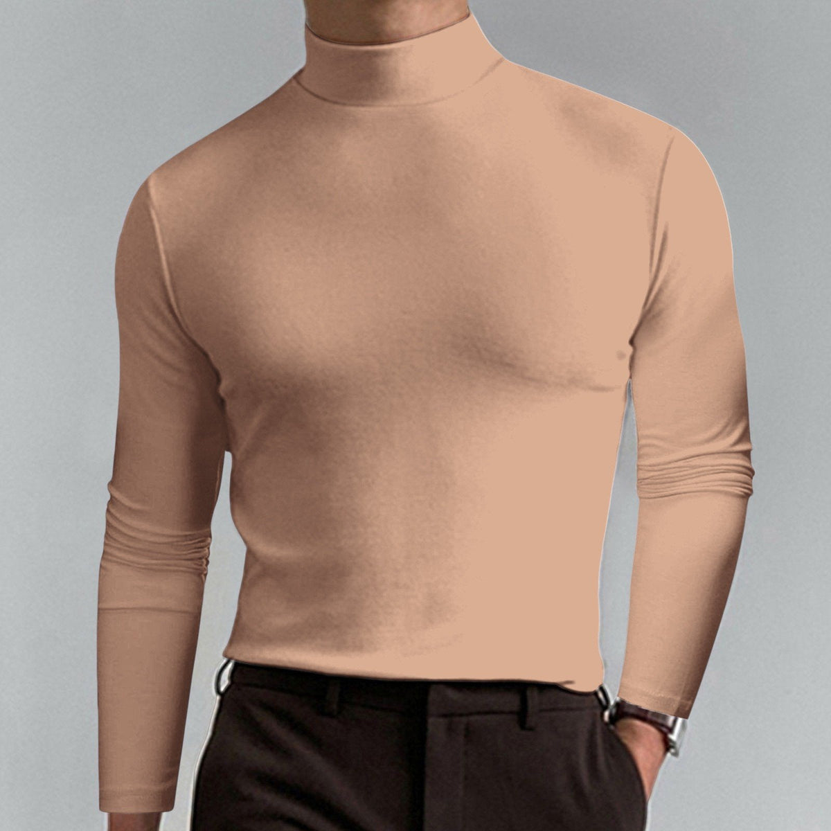 👕42% DE RÉDUCTION ! ✨ T-shirt Homme à Col Montant - Coupe Adjustable et Tissu Respirant, Idéal pour Sport ou Quotidien 🏃‍♂️