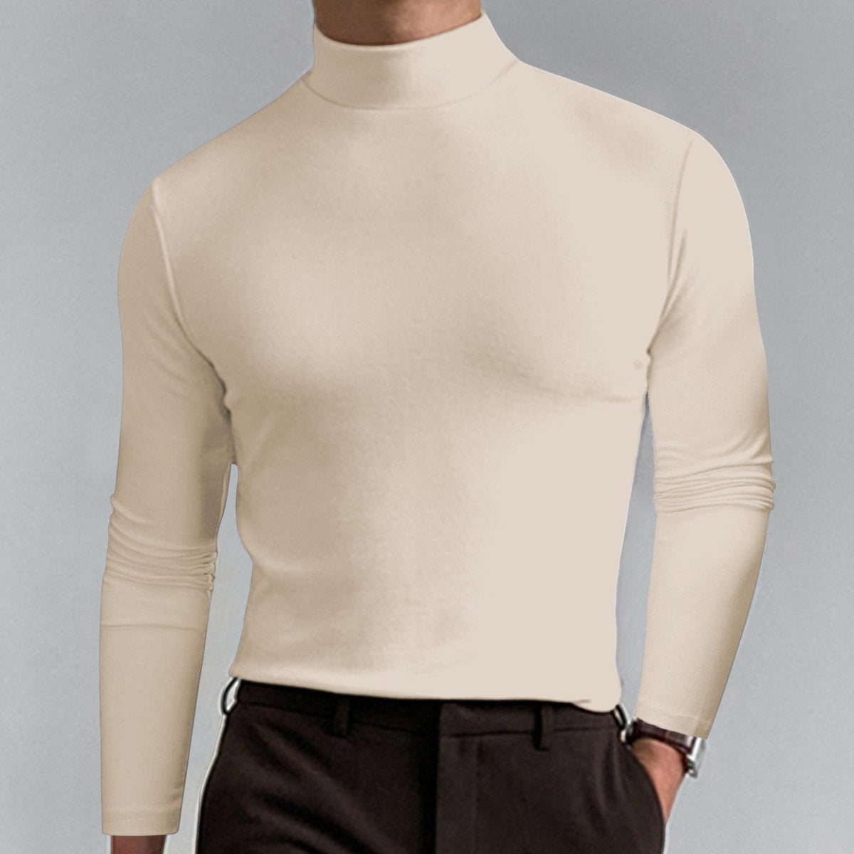 👕42% DE RÉDUCTION ! ✨ T-shirt Homme à Col Montant - Coupe Adjustable et Tissu Respirant, Idéal pour Sport ou Quotidien 🏃‍♂️