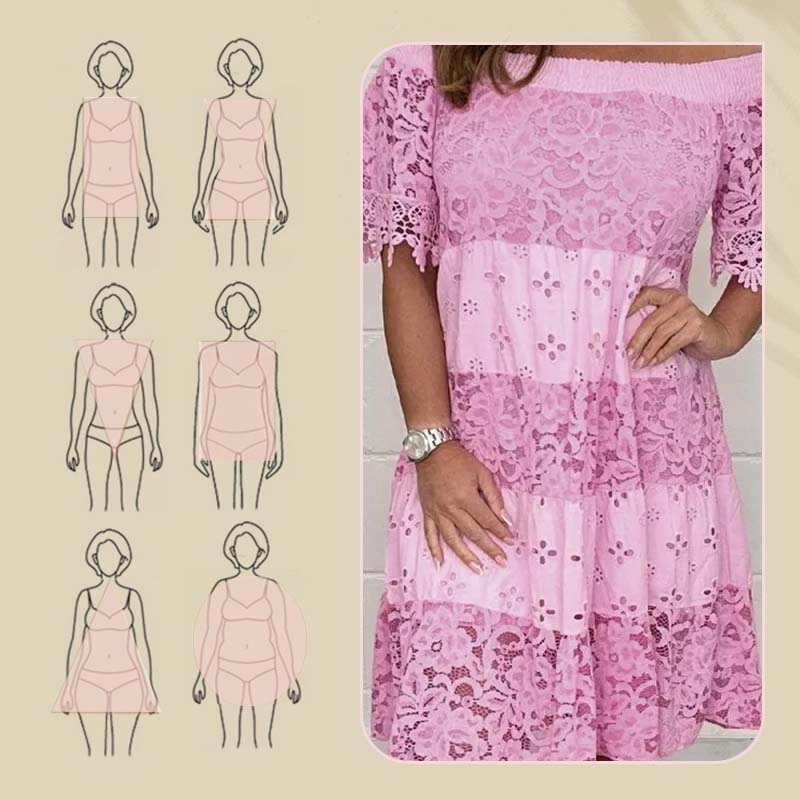 🔥Soldes d'été : 50 % de réduction 😍 Robe bustier en patchwork ajourée, avec dentelle faite main