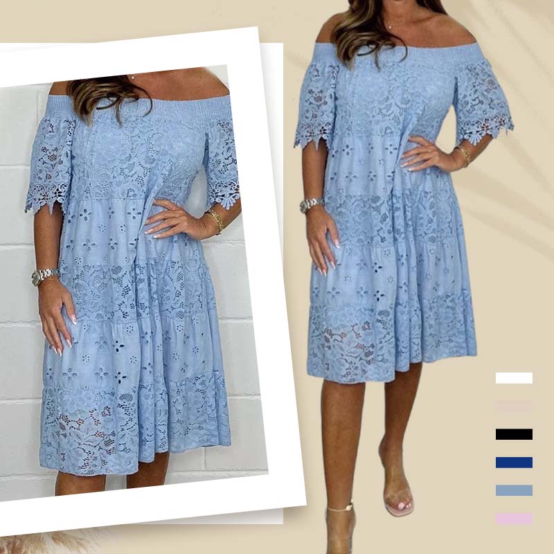 🔥Soldes d'été : 50 % de réduction 😍 Robe bustier en patchwork ajourée, avec dentelle faite main