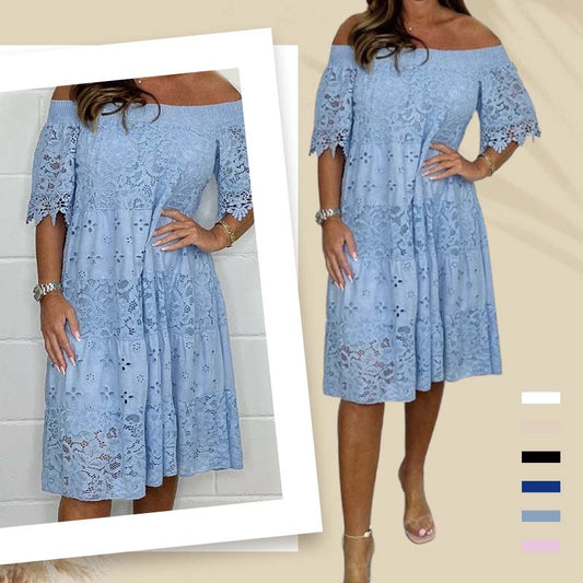 🔥Soldes d'été : 50 % de réduction 😍 Robe bustier en patchwork ajourée, avec dentelle faite main