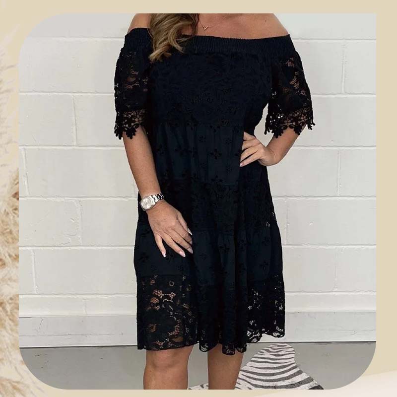 🔥Soldes d'été : 50 % de réduction 😍 Robe bustier en patchwork ajourée, avec dentelle faite main