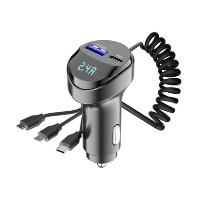 Chargeur de Téléphone pour Voiture à Charge Rapide avec Câble de Chargement 3 en 1