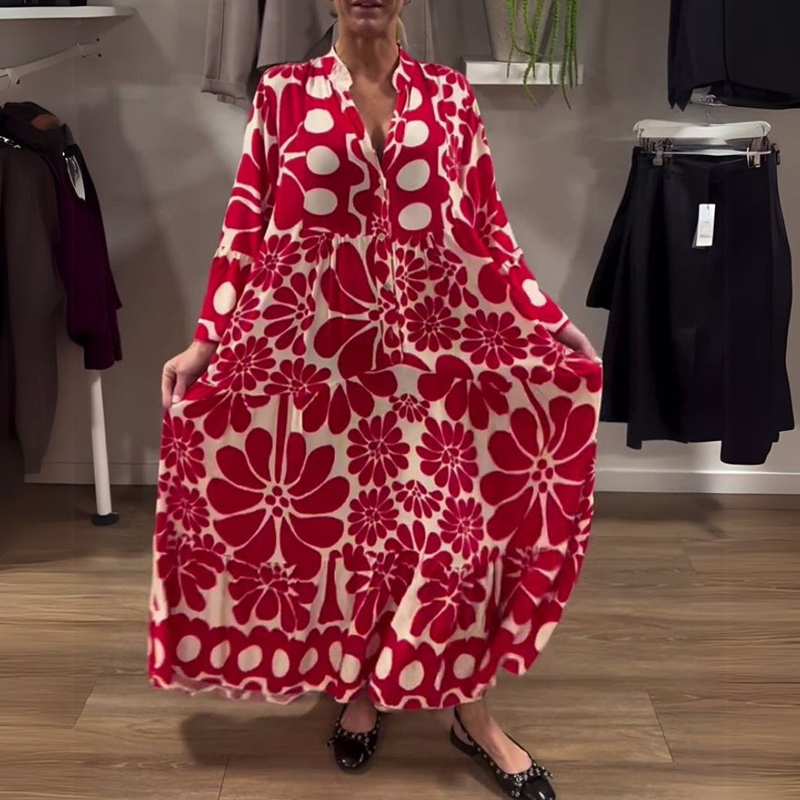 Robe ample à imprimé floral pour femme, longueur cheville