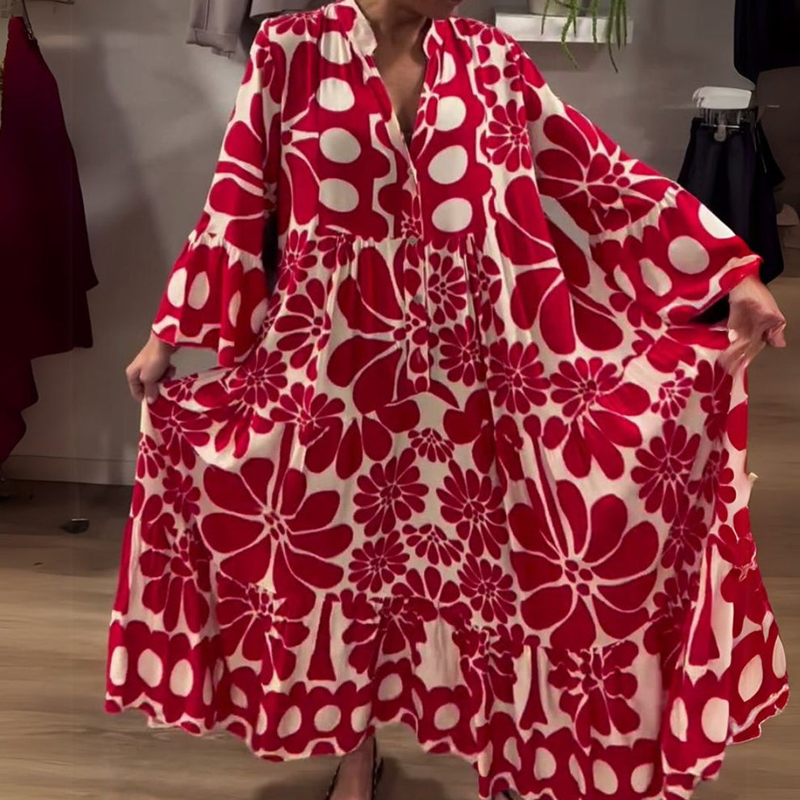 Robe ample à imprimé floral pour femme, longueur cheville