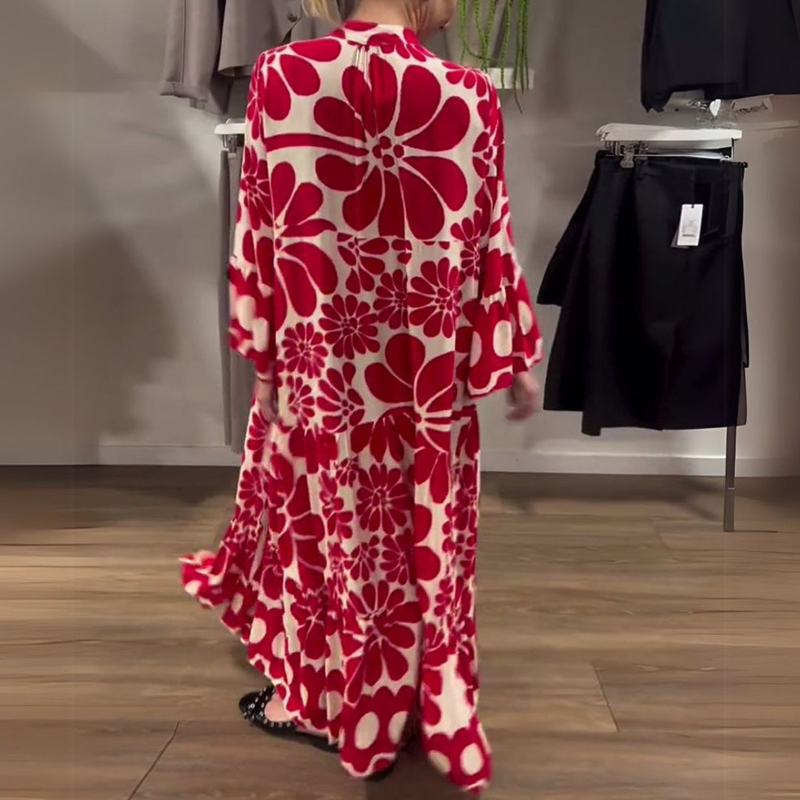 Robe ample à imprimé floral pour femme, longueur cheville