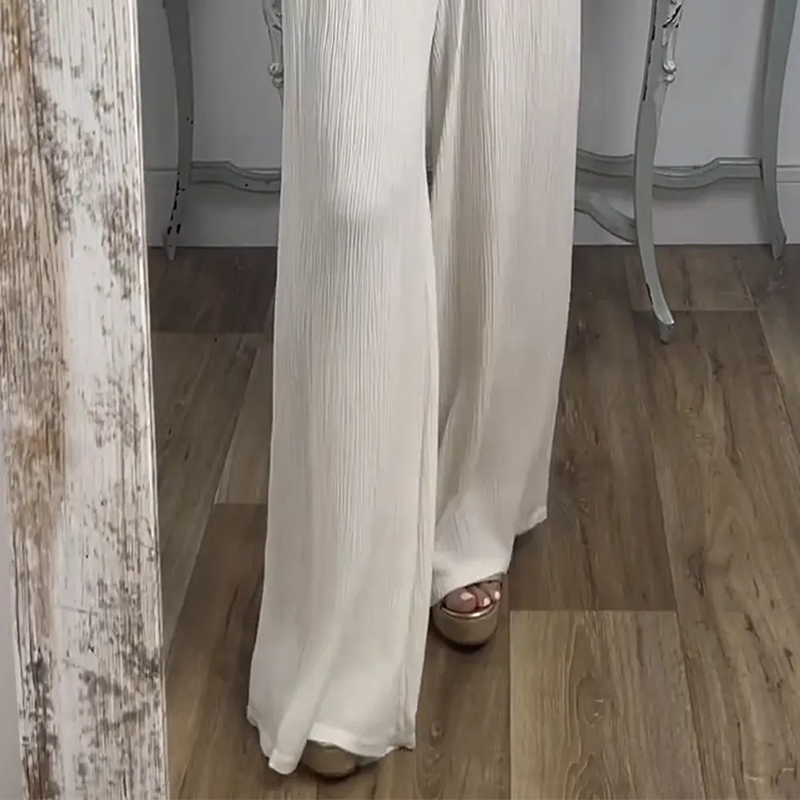 Ensemble 2 pièces haut et pantalon à épaules dénudées pour femme
