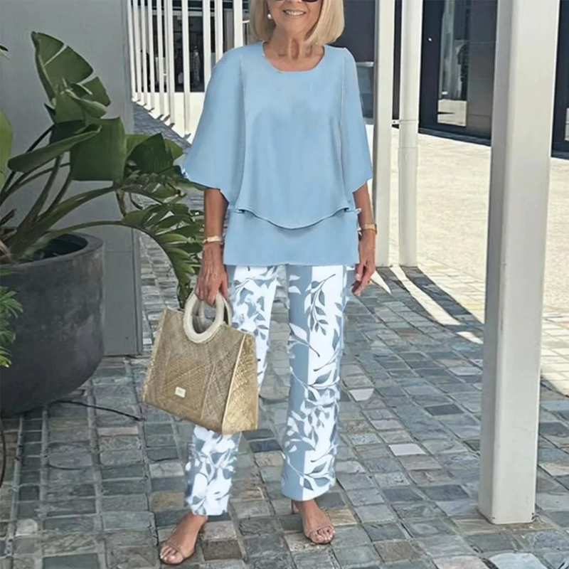 🔥 Ensemble pantalon imprimé et top à col ras du cou