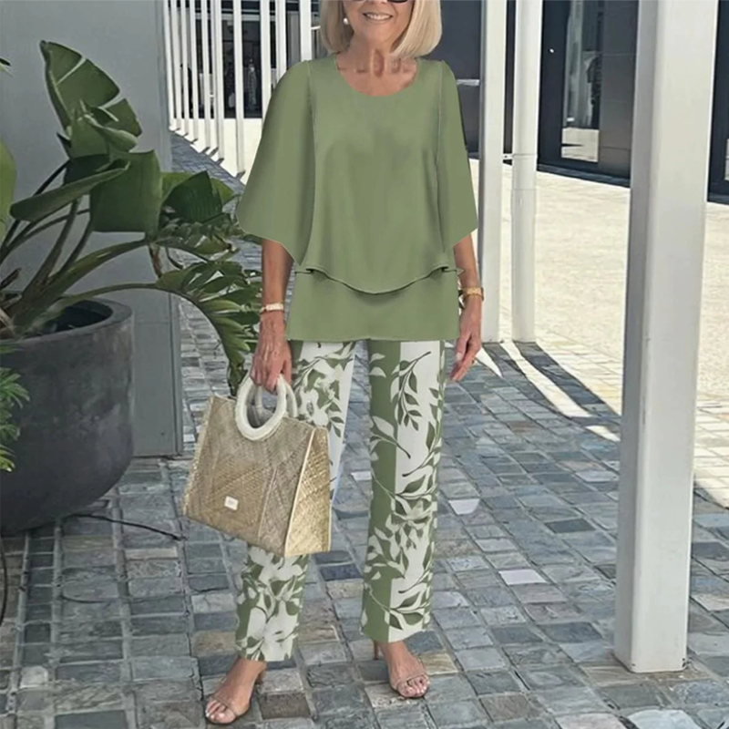 🔥 Ensemble pantalon imprimé et top à col ras du cou