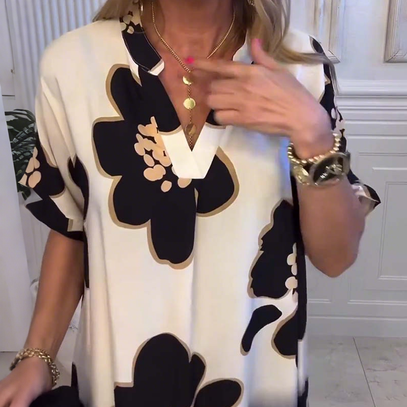 ✨️Best-seller de l'été👗Robe ample imprimée à col en V profond pour femme(🔥50% de réduction)