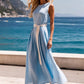 Robe longue élégante de couleur unie sans manches avec ceinture