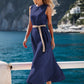 Robe longue élégante de couleur unie sans manches avec ceinture
