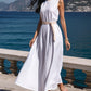 Robe longue élégante de couleur unie sans manches avec ceinture