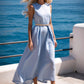 Robe longue élégante de couleur unie sans manches avec ceinture