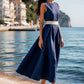 Robe longue élégante de couleur unie sans manches avec ceinture
