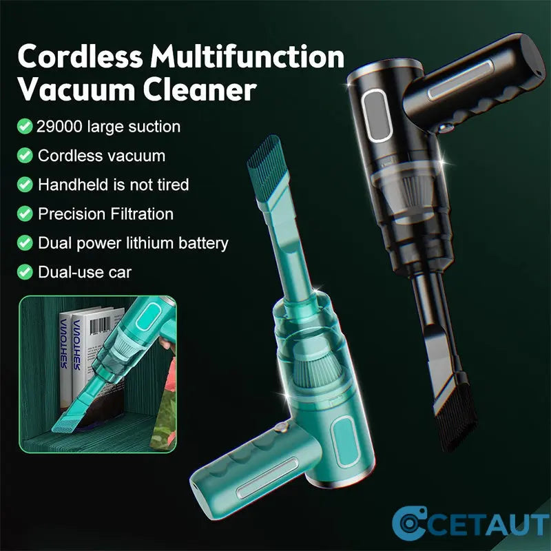 Aspirateur de Voiture Sans Fil 120W Ultra-Puissant - Aspirateur à Main Rechargeable avec Aspiration Cyclonique - Solution de Nettoyage Auto Ultra-Portable et Sans Effort