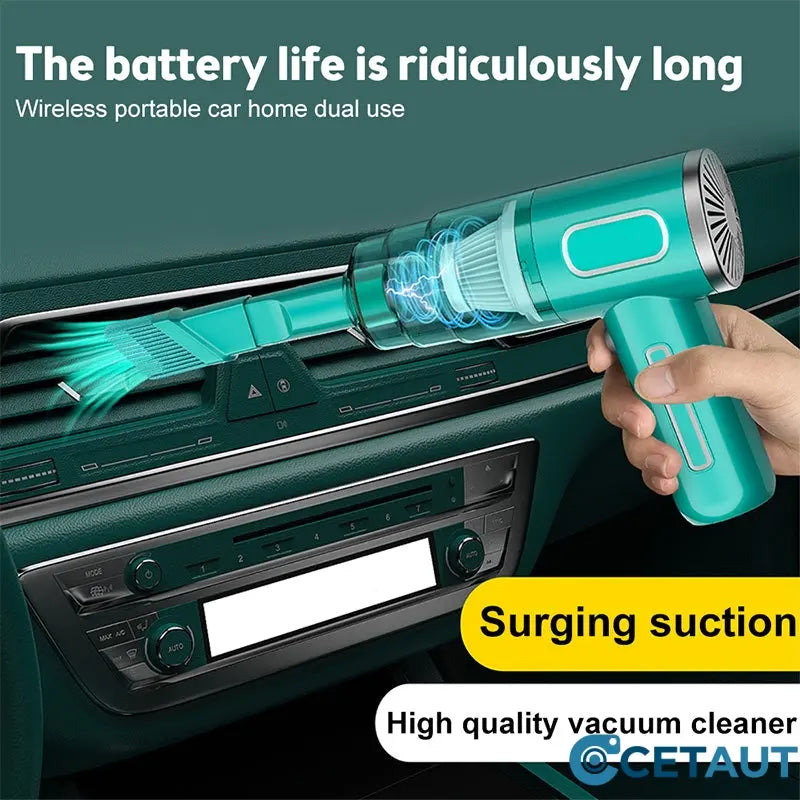 Aspirateur de Voiture Sans Fil 120W Ultra-Puissant - Aspirateur à Main Rechargeable avec Aspiration Cyclonique - Solution de Nettoyage Auto Ultra-Portable et Sans Effort