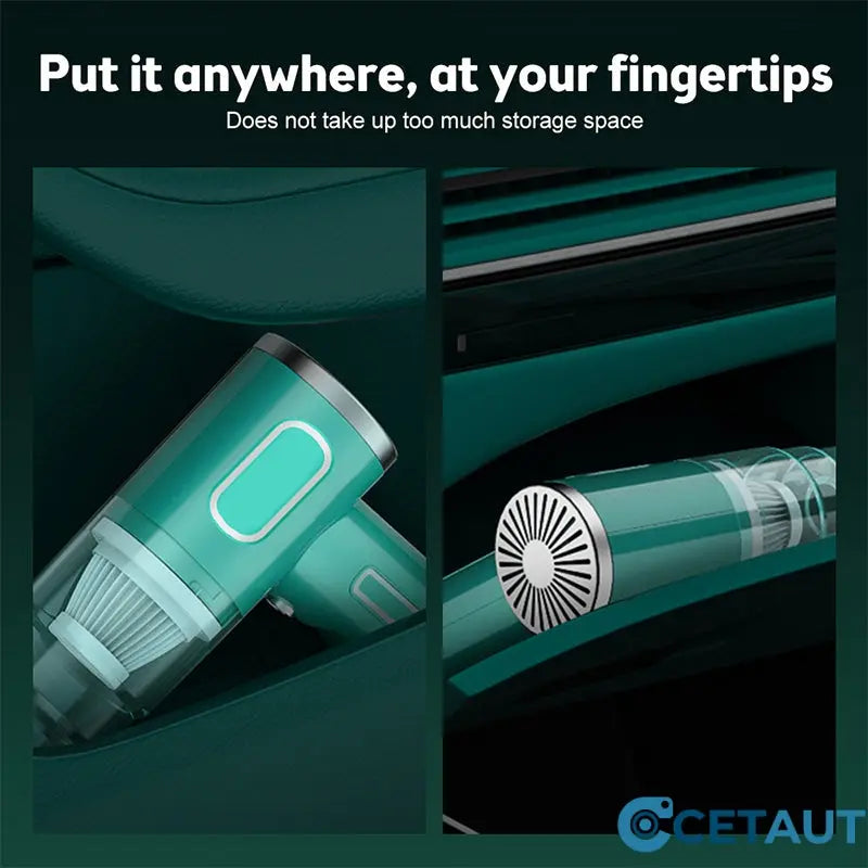 Aspirateur de Voiture Sans Fil 120W Ultra-Puissant - Aspirateur à Main Rechargeable avec Aspiration Cyclonique - Solution de Nettoyage Auto Ultra-Portable et Sans Effort