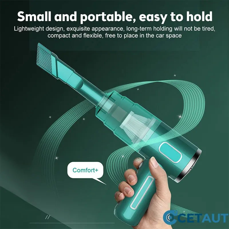 Aspirateur de Voiture Sans Fil 120W Ultra-Puissant - Aspirateur à Main Rechargeable avec Aspiration Cyclonique - Solution de Nettoyage Auto Ultra-Portable et Sans Effort