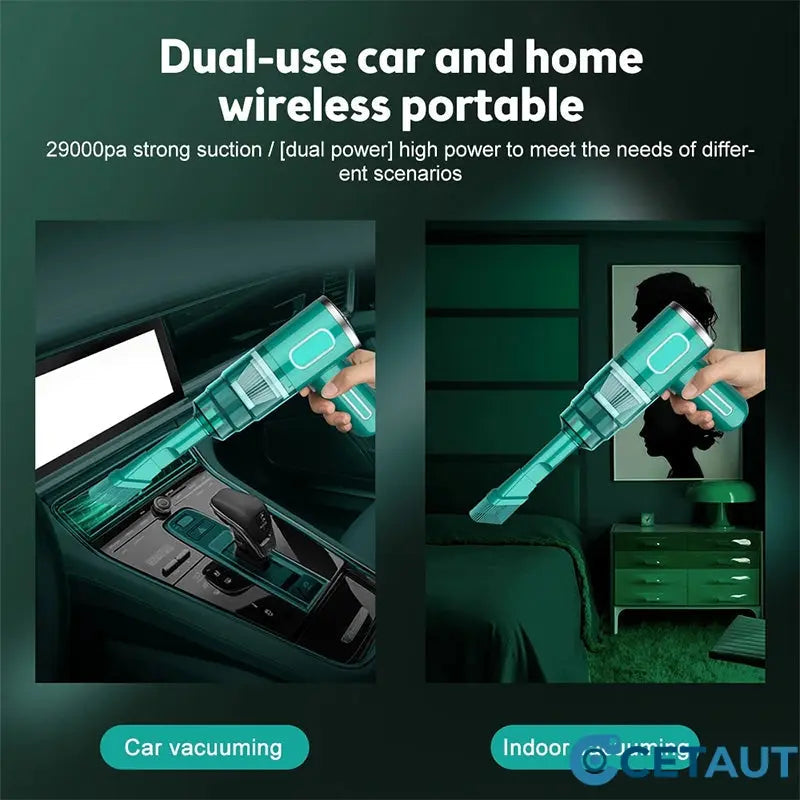 Aspirateur de Voiture Sans Fil 120W Ultra-Puissant - Aspirateur à Main Rechargeable avec Aspiration Cyclonique - Solution de Nettoyage Auto Ultra-Portable et Sans Effort
