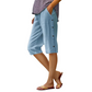 Pantalon Capri décontracté ample en coton et lin respirant pour femme