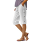 Pantalon Capri décontracté ample en coton et lin respirant pour femme