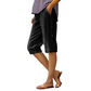 Pantalon Capri décontracté ample en coton et lin respirant pour femme