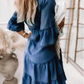 👗Robe d'été à volants en V-Cold - Look en jean léger