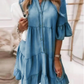 👗Robe d'été à volants en V-Cold - Look en jean léger